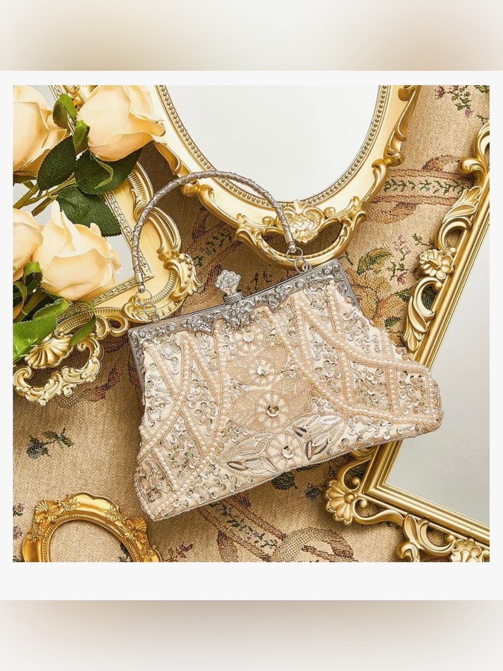Amylove 1920s Women Vintage Beaded Clutch Evening Bag - Picture 5 of 7